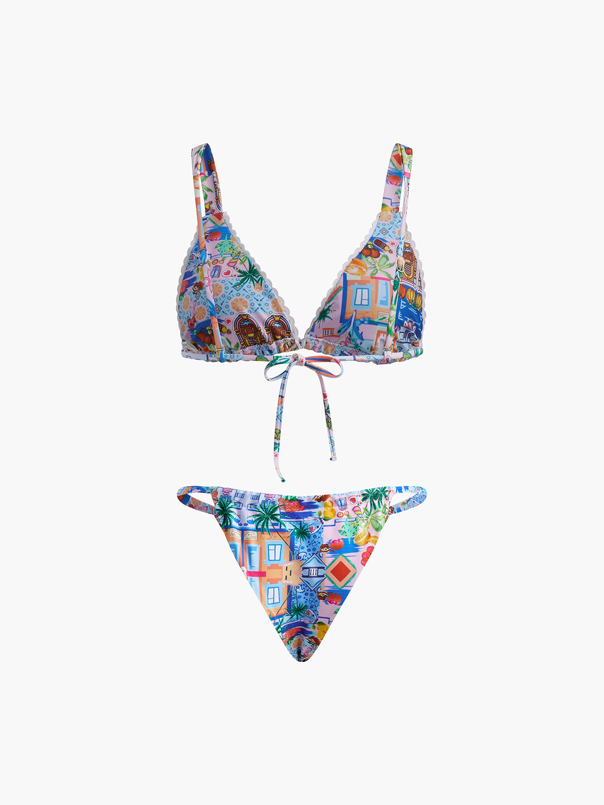 Baskılı İpli Ayarlanabilir Askılı Bikini Takımı Siaora