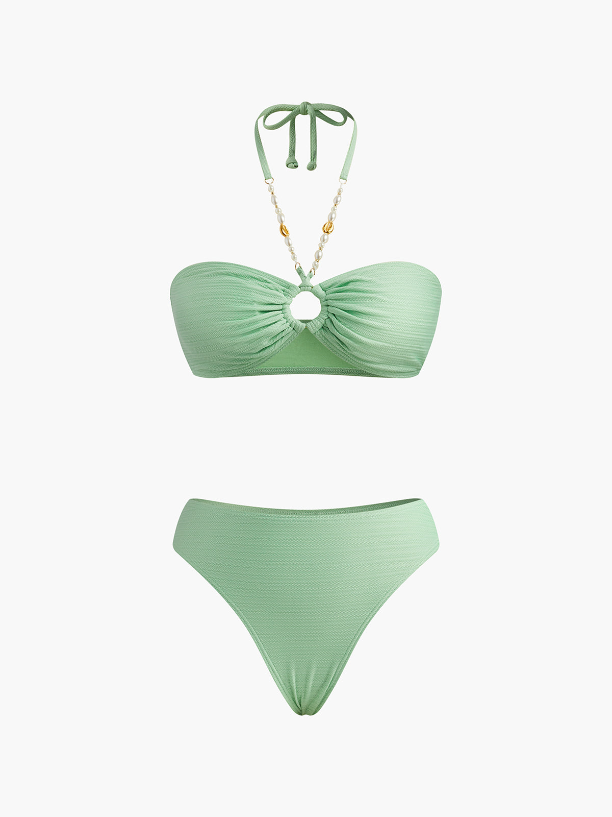 Halter Dokulu O-Ring Bikini Takımı Siaora