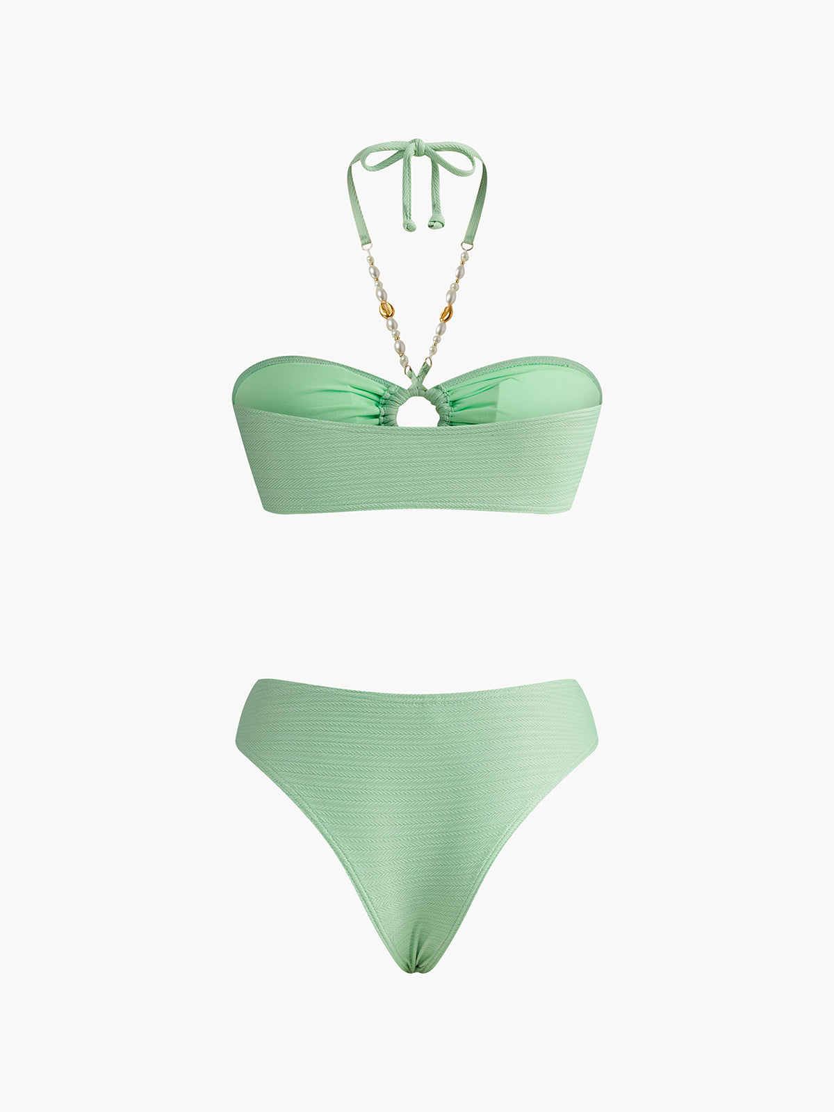 Halter Dokulu O-Ring Bikini Takımı Siaora