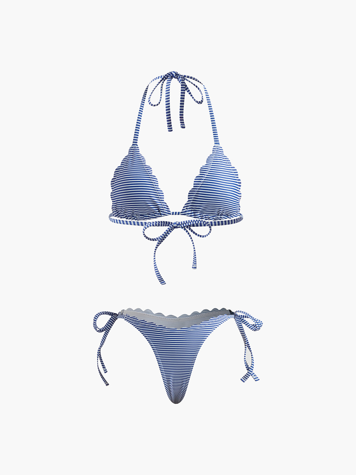 Halter Çizgili Çıkarılabilir Pedli Bikini Seti Siaora