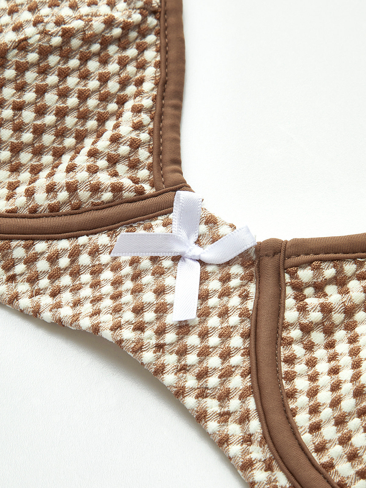 Contrast Binding Plaid Bikini Set Siaora