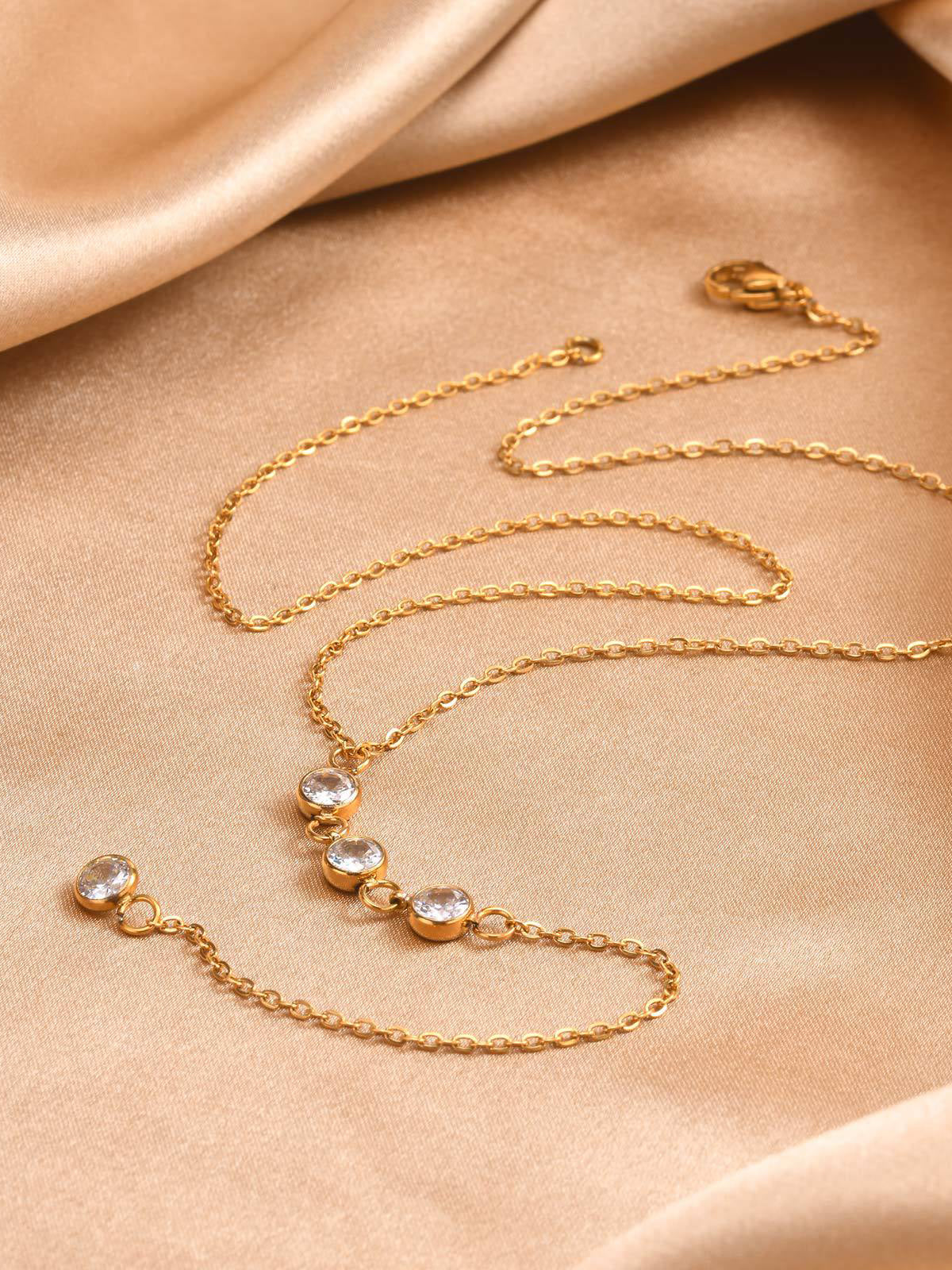 Rhinestone Lariat Damla Kolye THESVELTECHIC