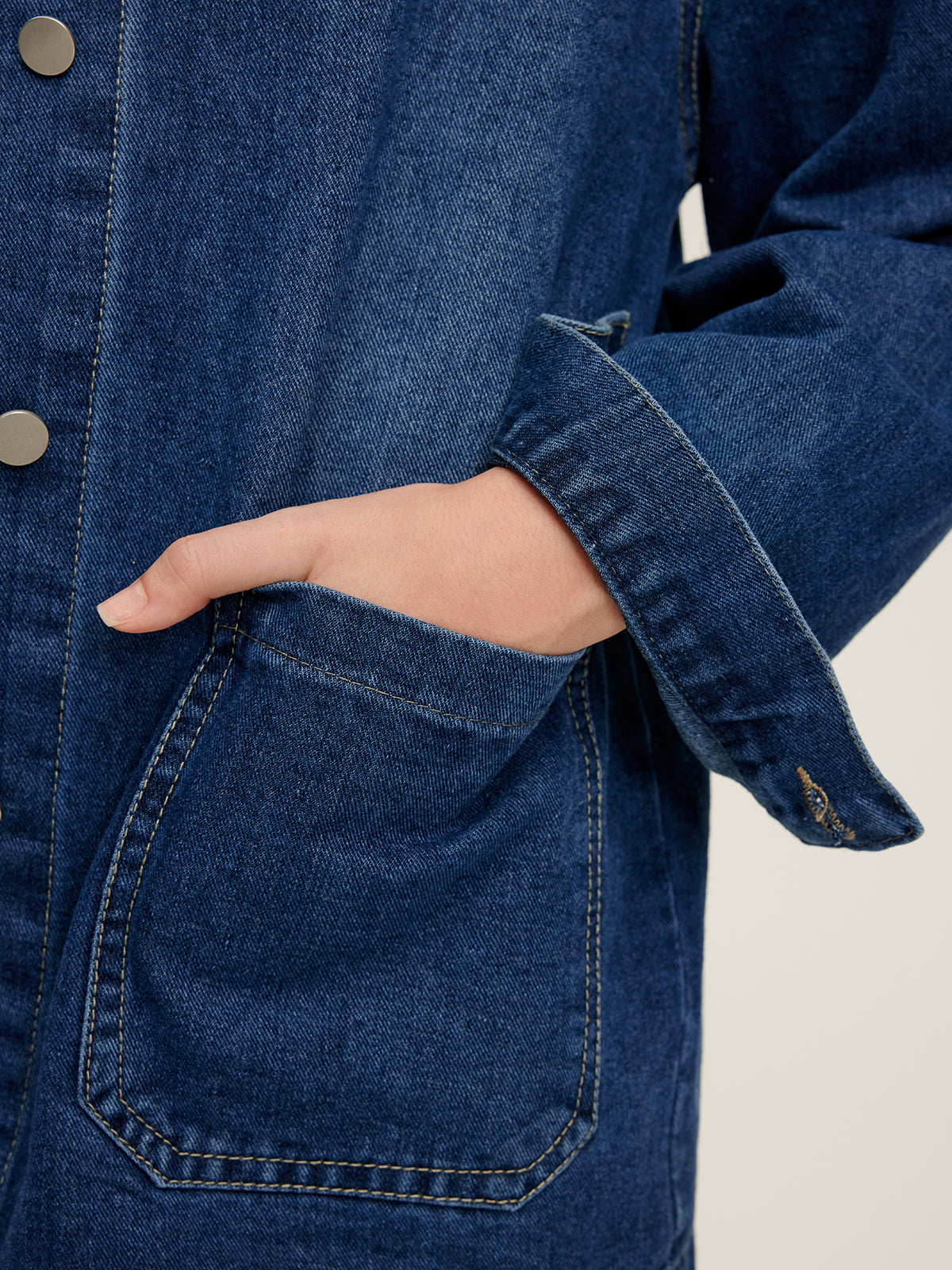 Sıradan Göğüslü Reverek Denim Ceket Quvarse