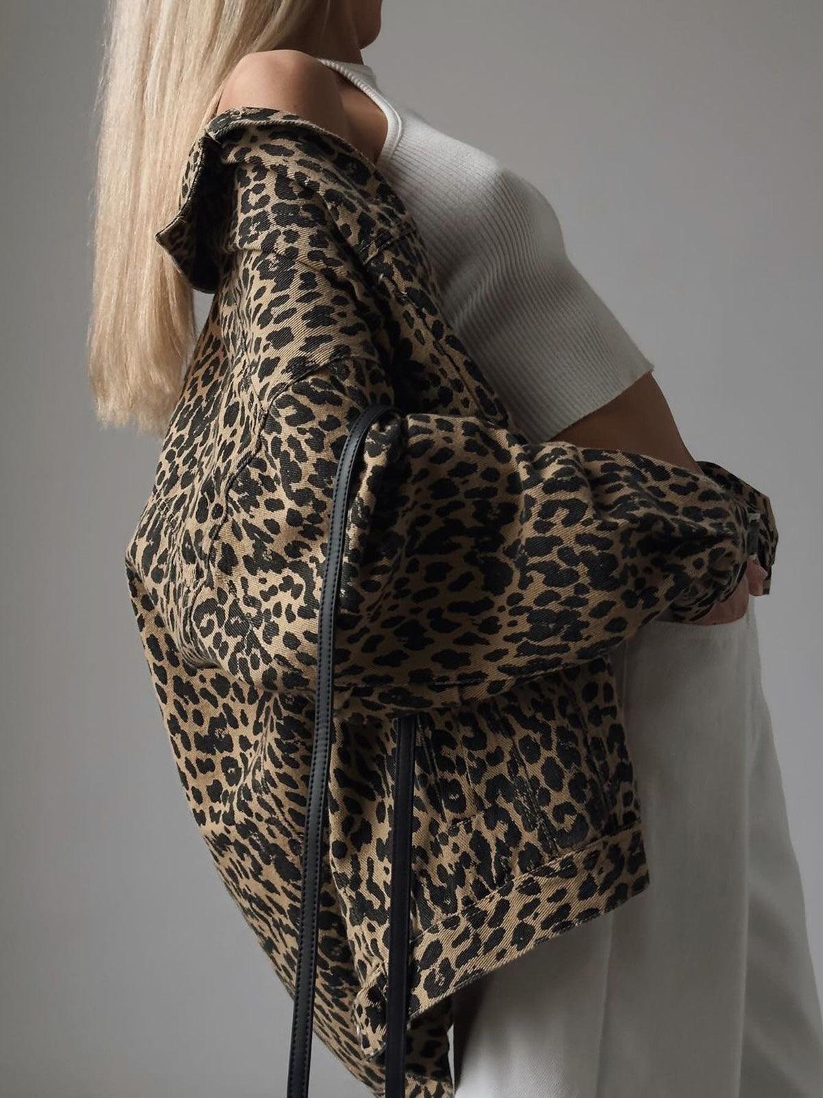 Leopar Desenli Oversize Kot Ceket Siaora
