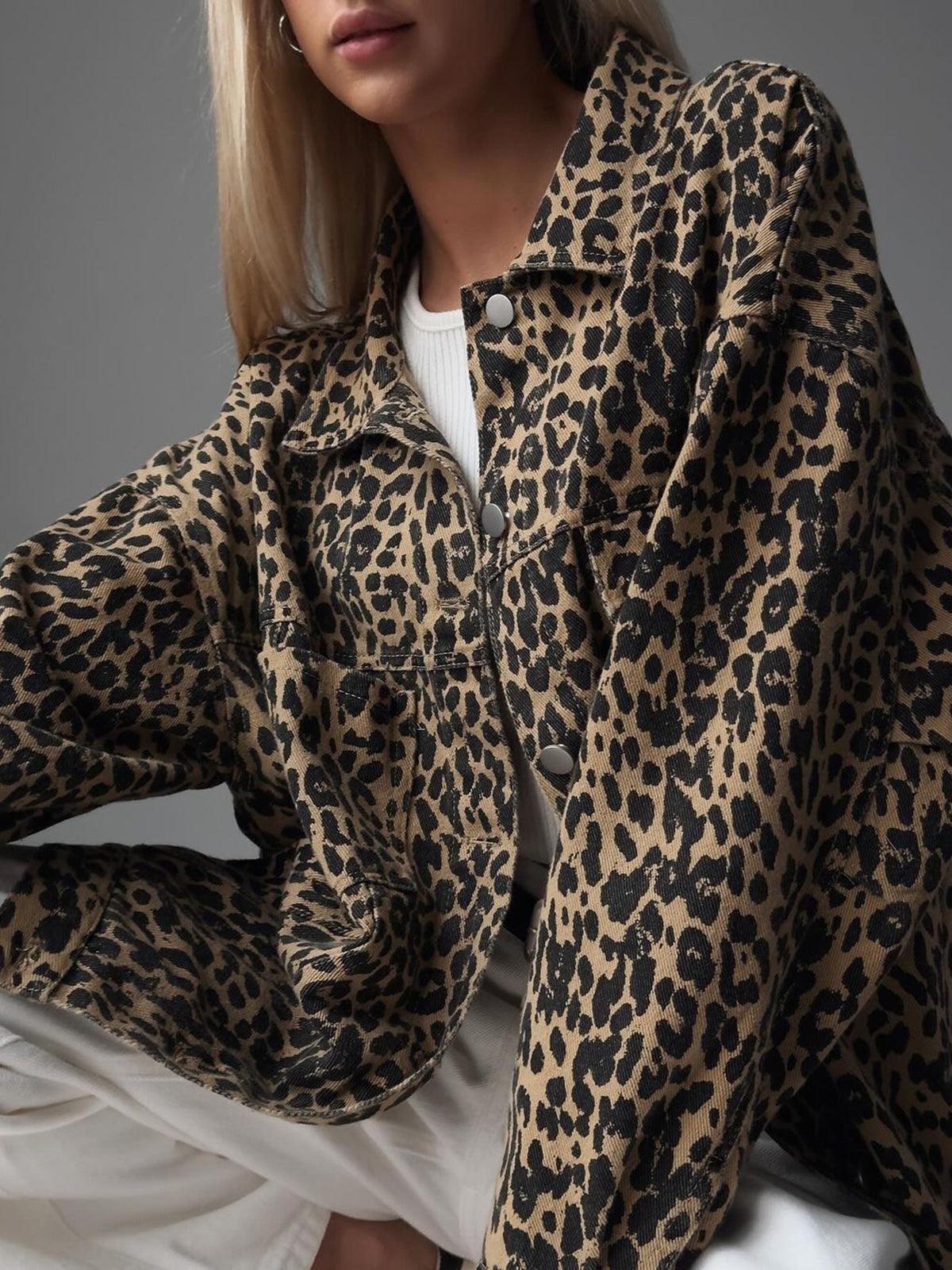 Leopar Desenli Oversize Kot Ceket Siaora