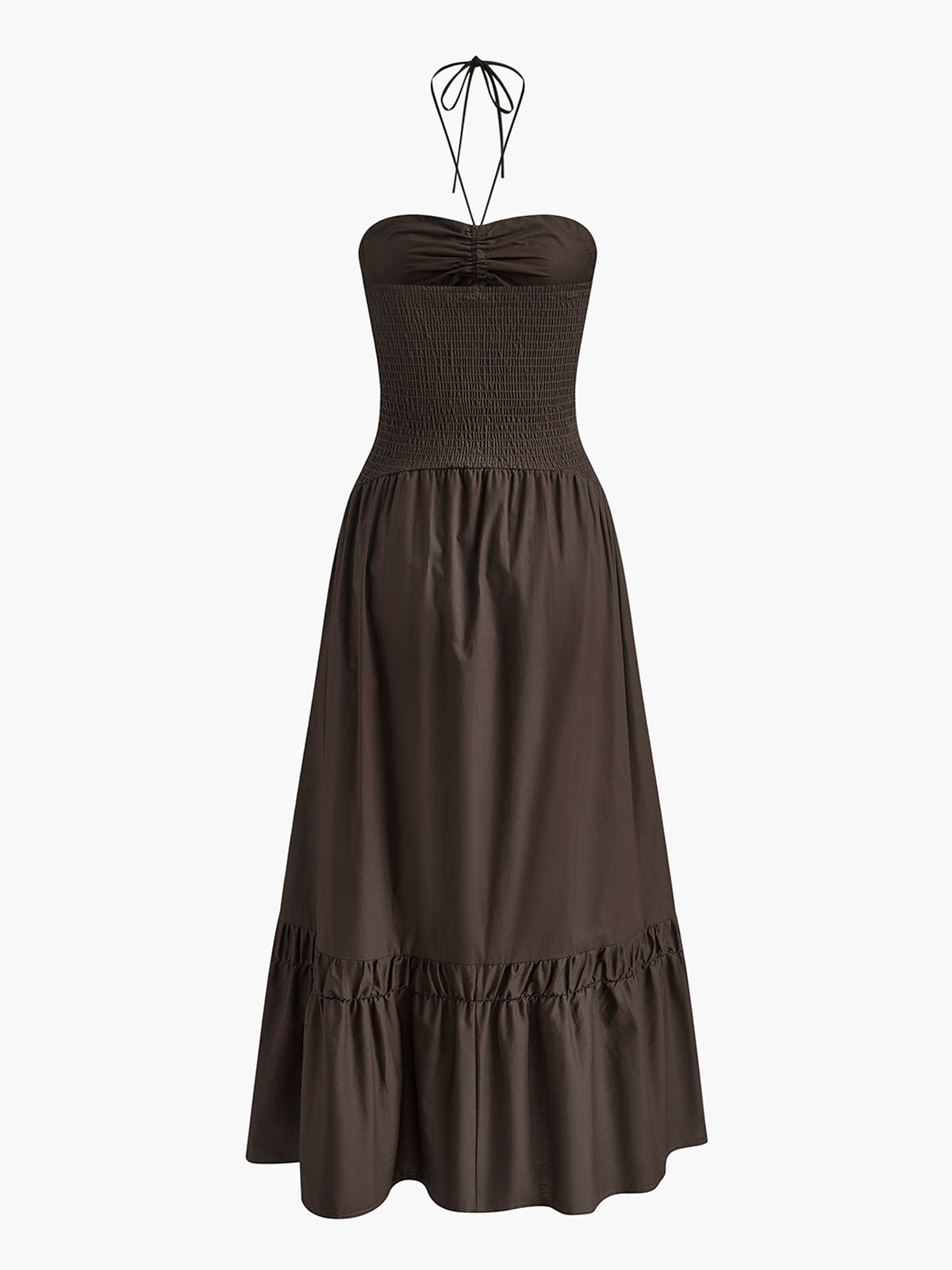 Halter Yaka Pamuklu Maxi Elbise Siaora