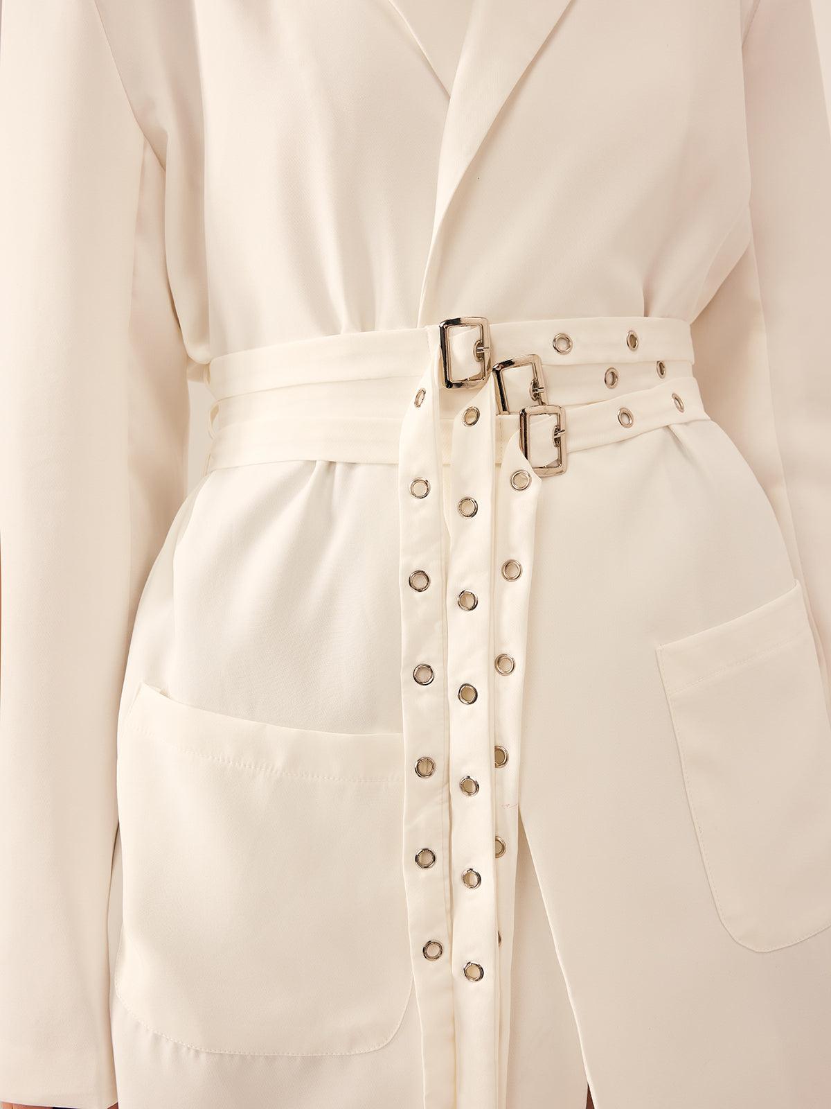 White Grace Belted Blazer Ceket Siaora