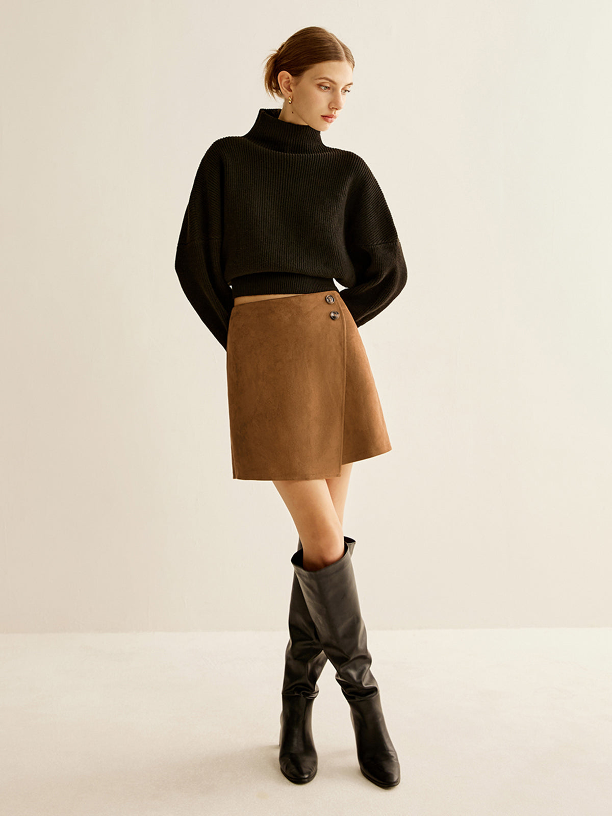 Suede Zipper Wrap Skirt THESVELTECHIC