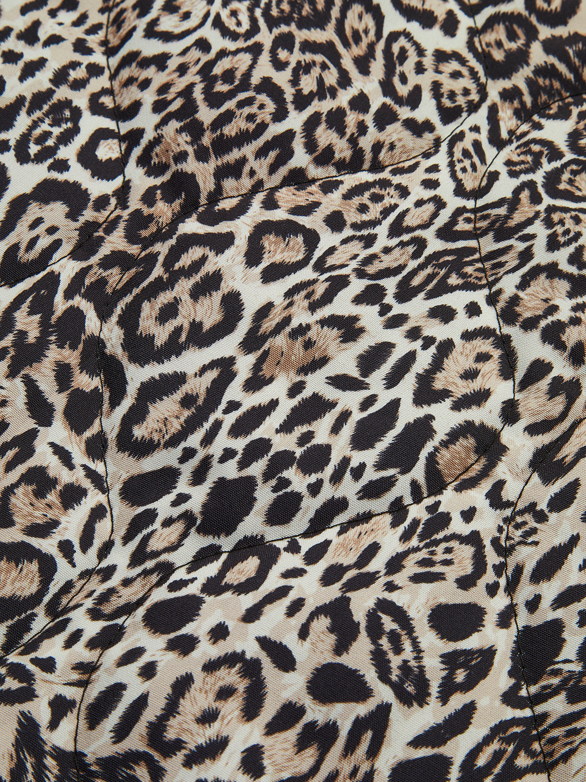 Contrast Trim Leopard Printed Winter Coat Quvarse