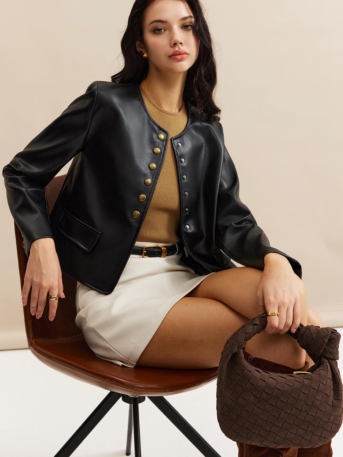 Luxe Elegance Deri Ceket Siaora