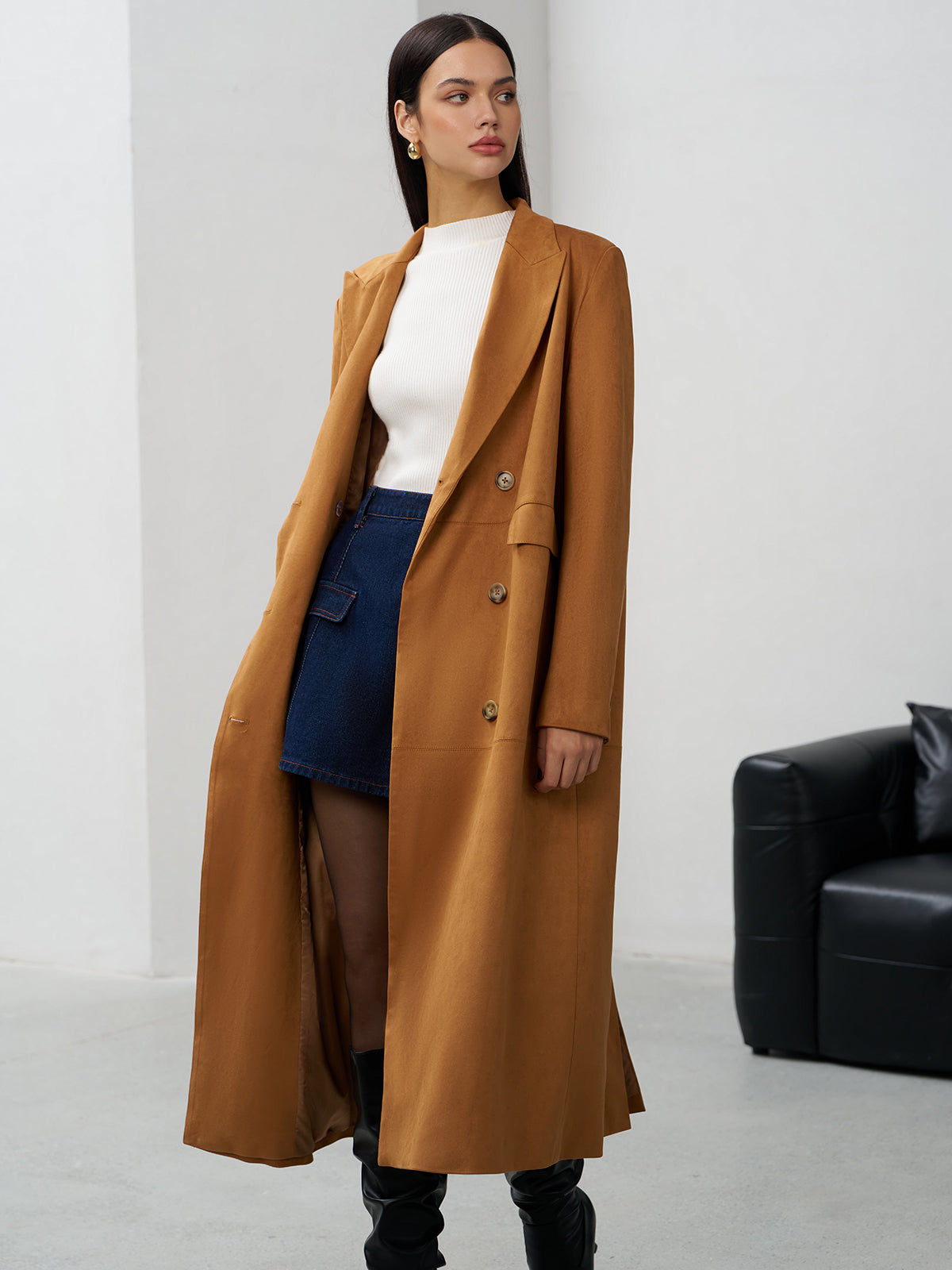 Şönel Düğmeli Uzun Blazer Quvarse