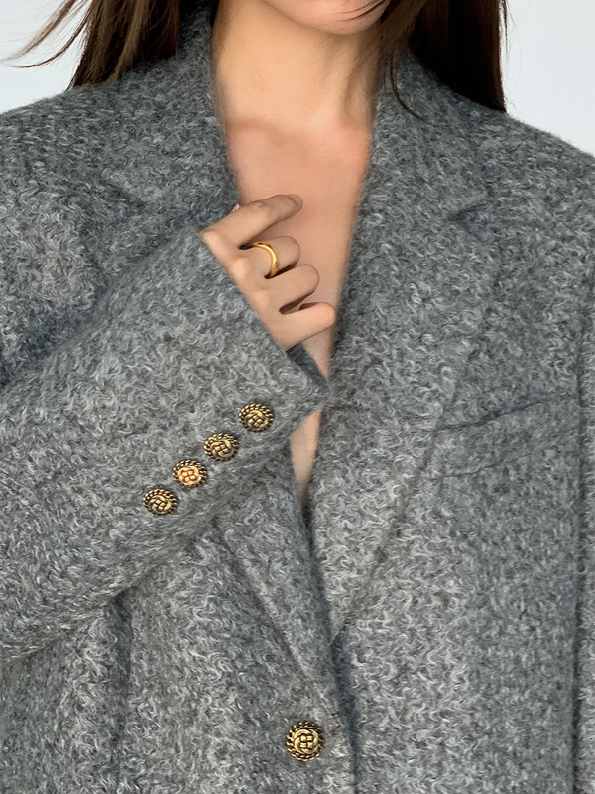 Tweed Long Blazer Without Belt Quvarse