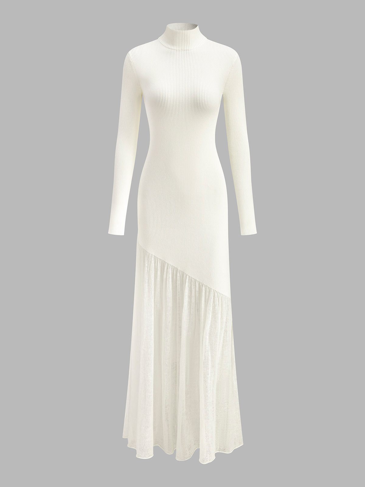 High Neck Pleated Panel Dress Quvarse