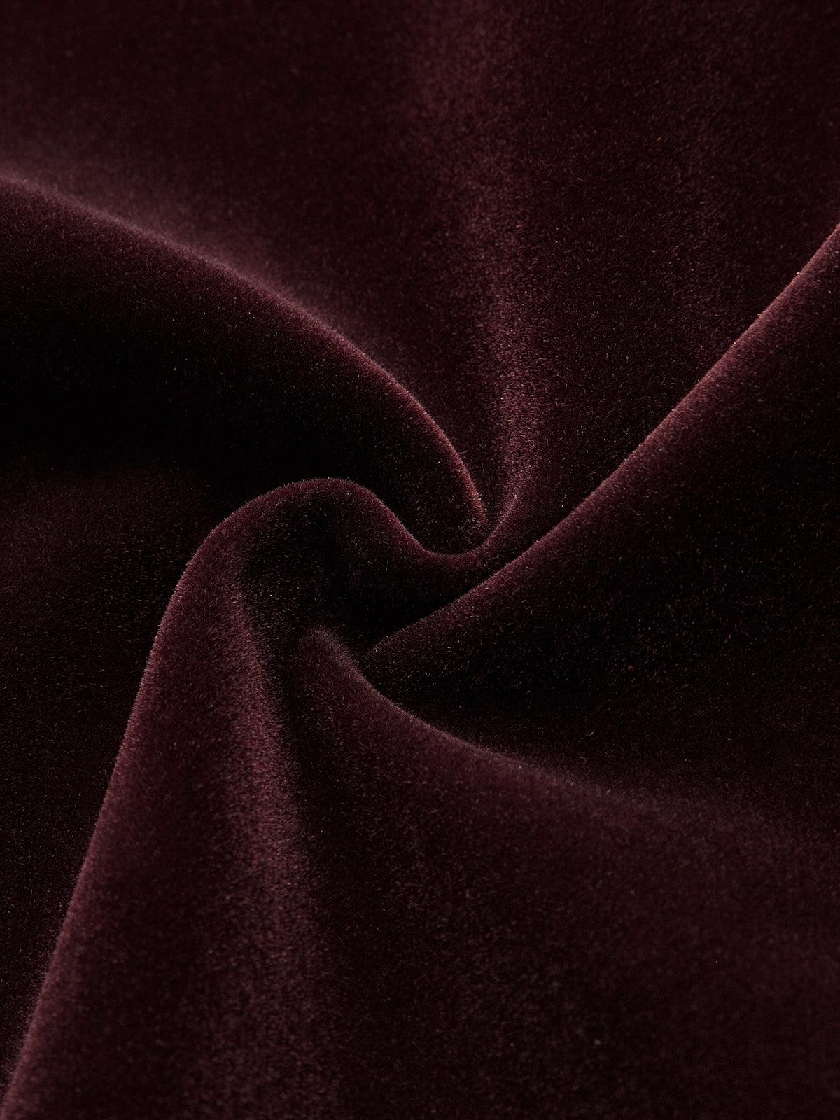 Bordo Kadife Düğme Detaylı Kısa Ceket Siaora