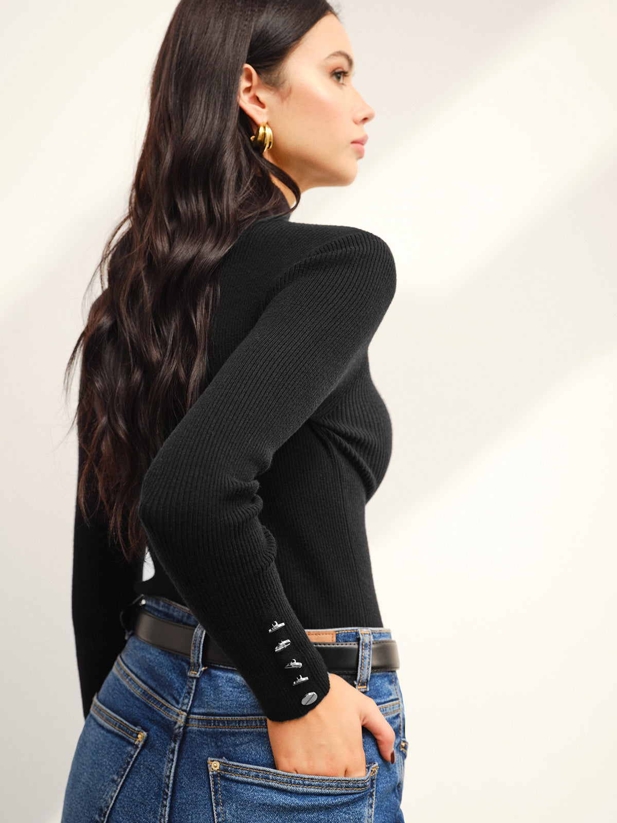 Çok Yönlü Çorap Yaka Skinny Kazak Siaora