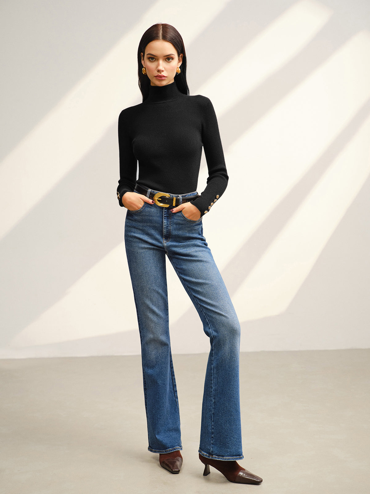 Çok Yönlü Çorap Yaka Skinny Kazak Siaora