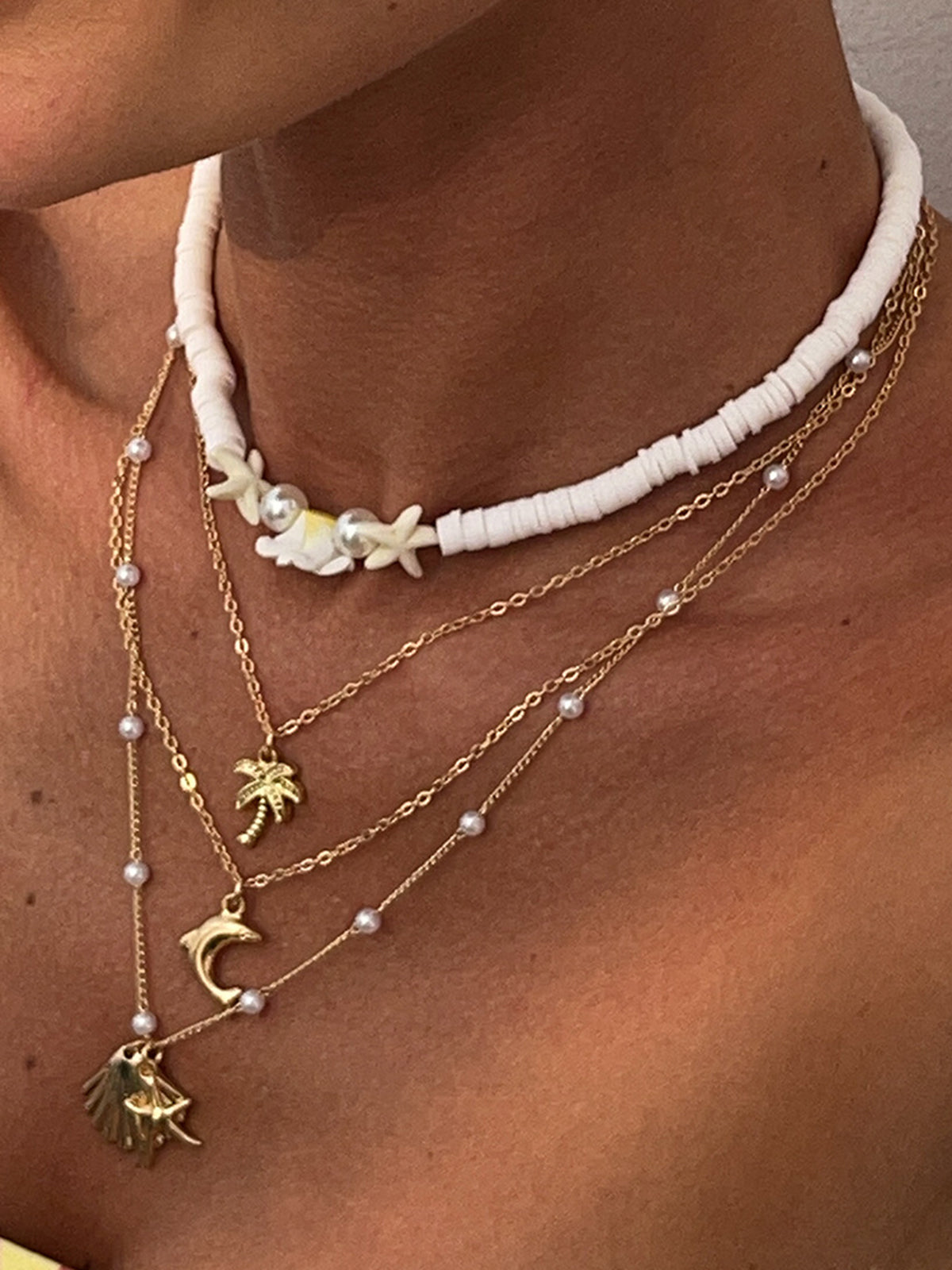 Şık Çok Katmanlı Plaj Temalı Kolye Alaşım Karışımı THESVELTECHIC