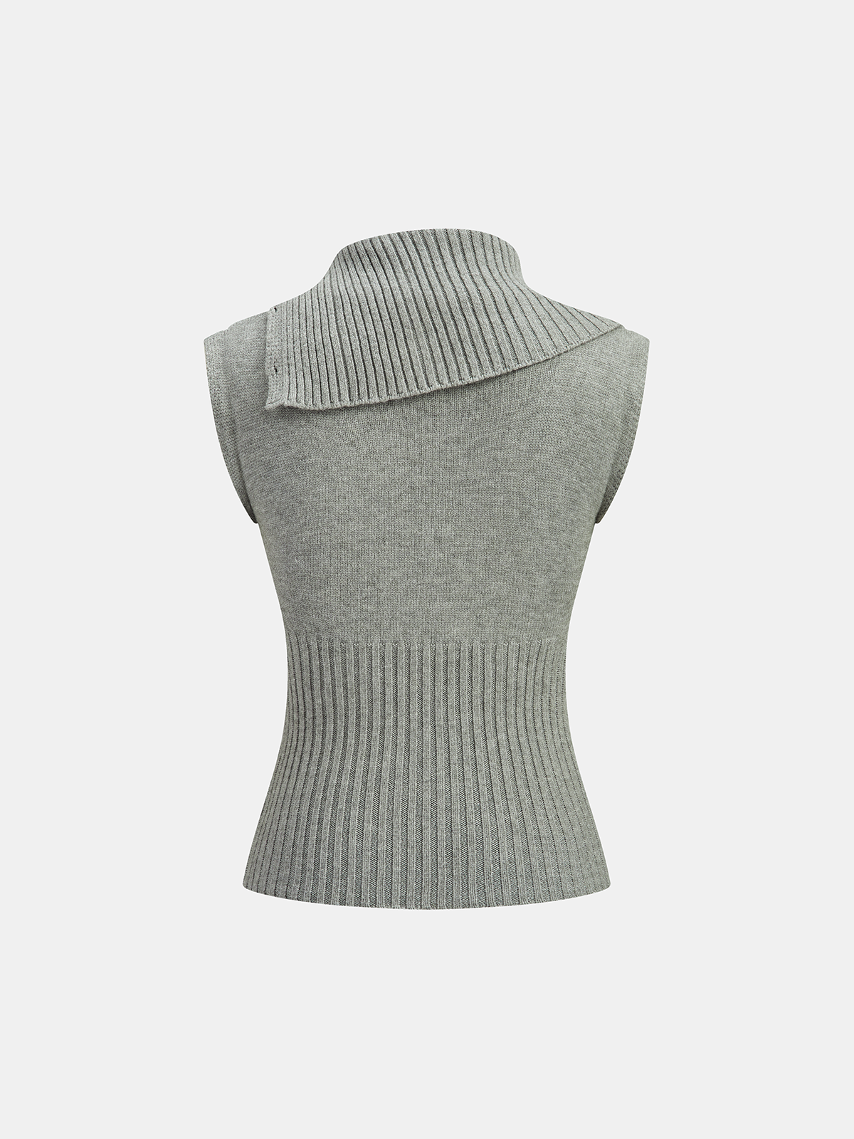 Large Lapel Cable Knit Sleeveless Sweater Vest COMMENSE