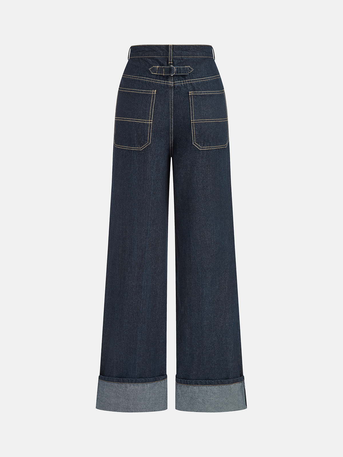 Yüksek Bel Paça Katlamalı Bol Paça Kot Pantolon THESVELTECHIC