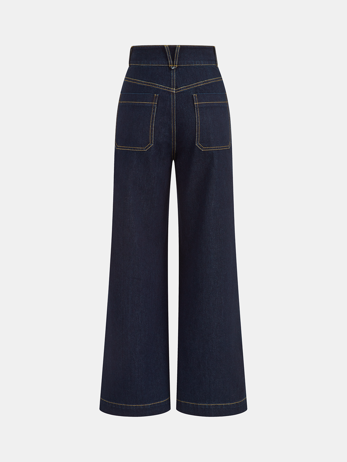 Yüksek Bel Çift Düğmeli Düz Paça Kot Pantolon THESVELTECHIC