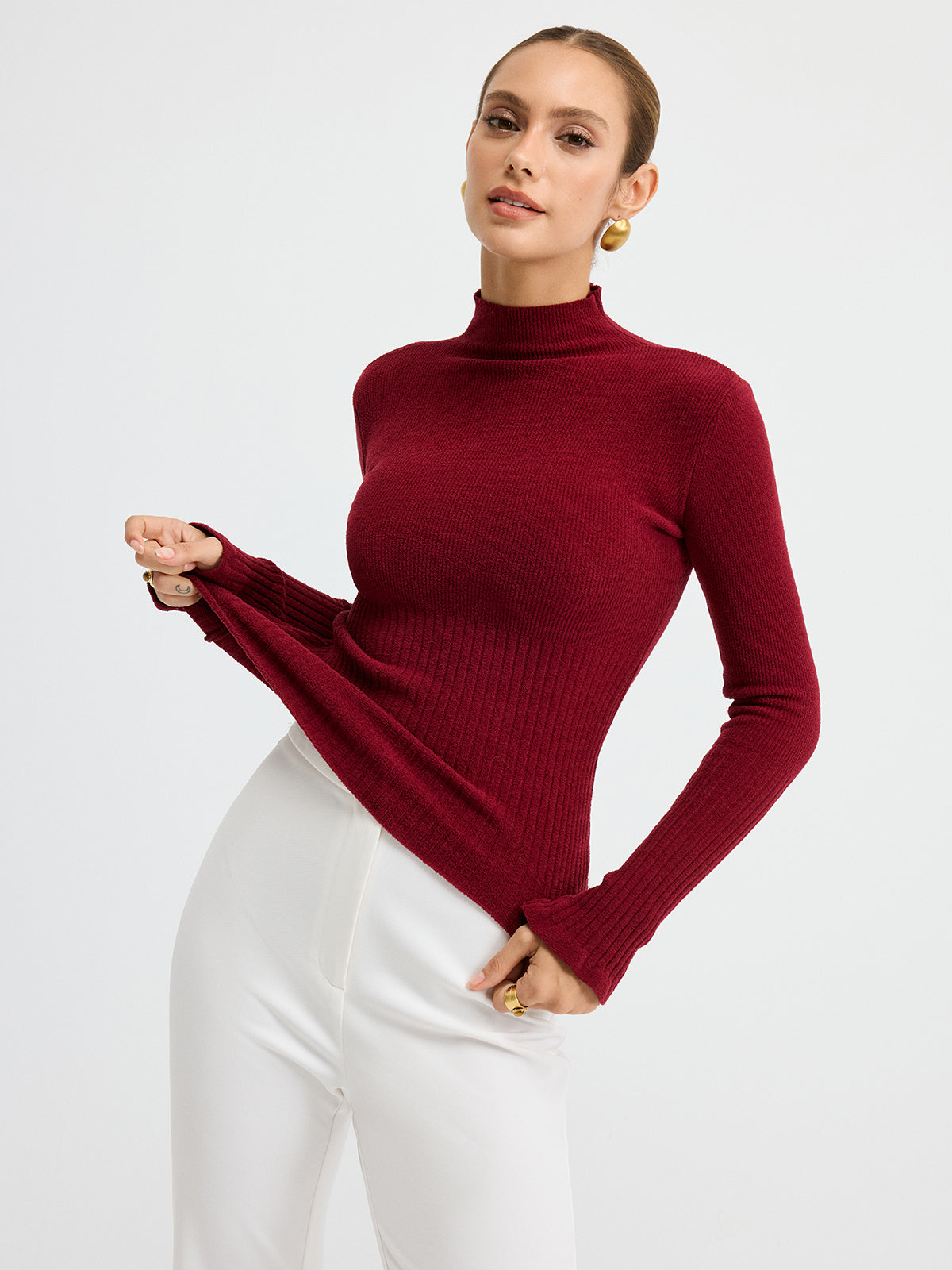 Slim Fit Yarım Balıkçı Yaka Ribana Kazak THESVELTECHIC