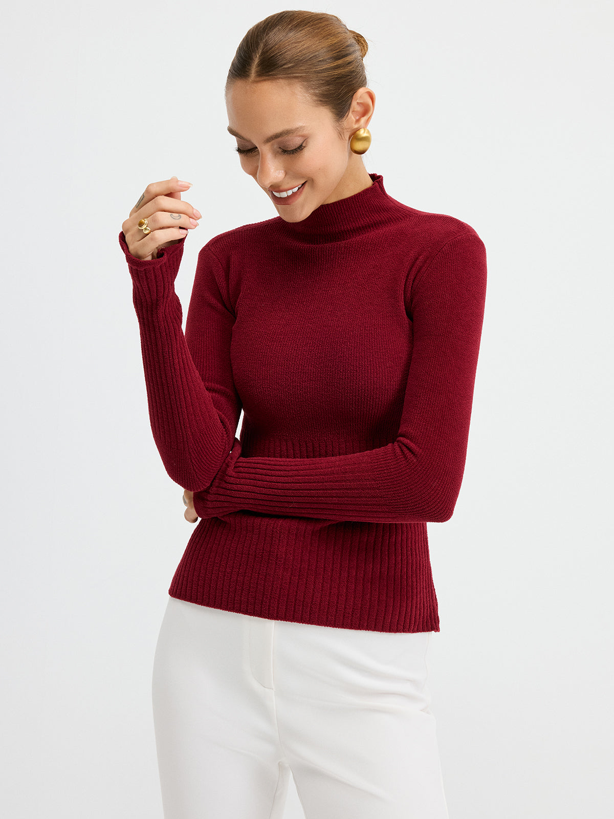 Slim Fit Yarım Balıkçı Yaka Ribana Kazak THESVELTECHIC