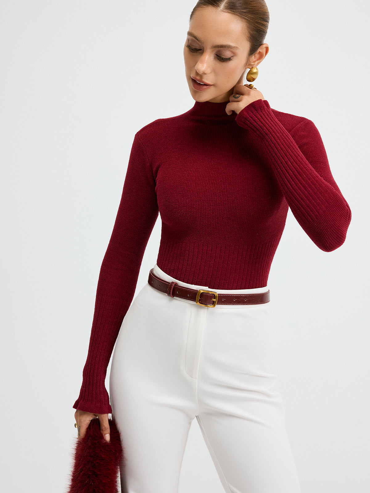 Slim Fit Yarım Balıkçı Yaka Ribana Kazak THESVELTECHIC