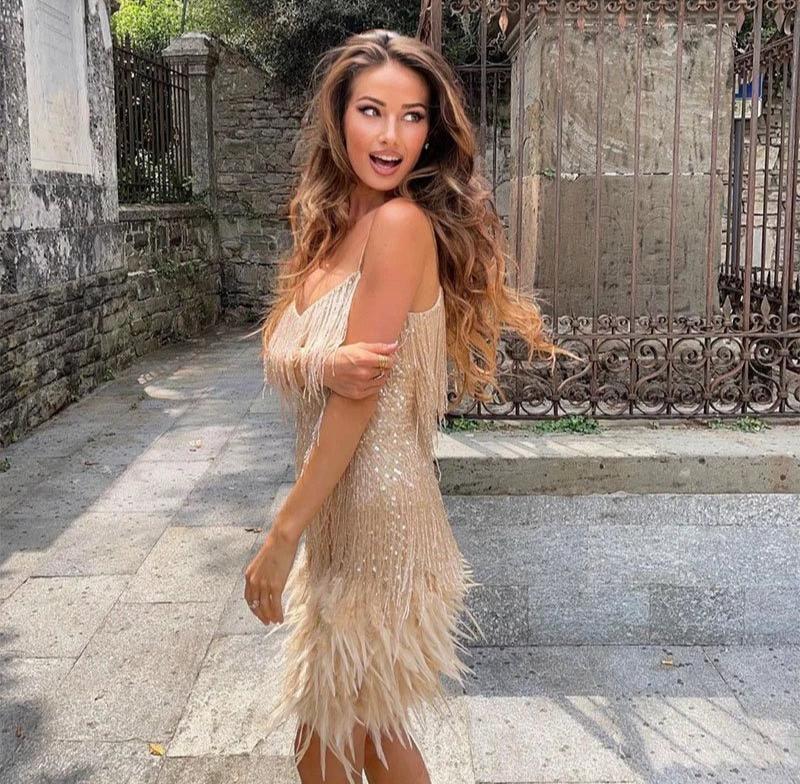 Brielle - Tüylü Mini Elbise Mağazam