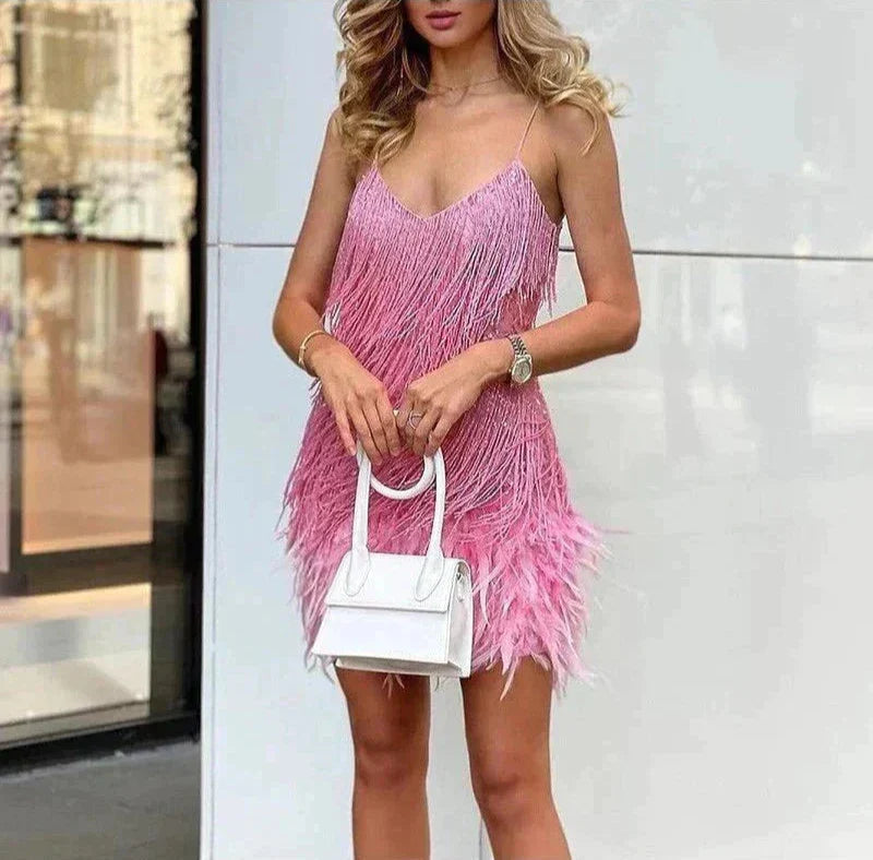 Brielle - Tüylü Mini Elbise Mağazam