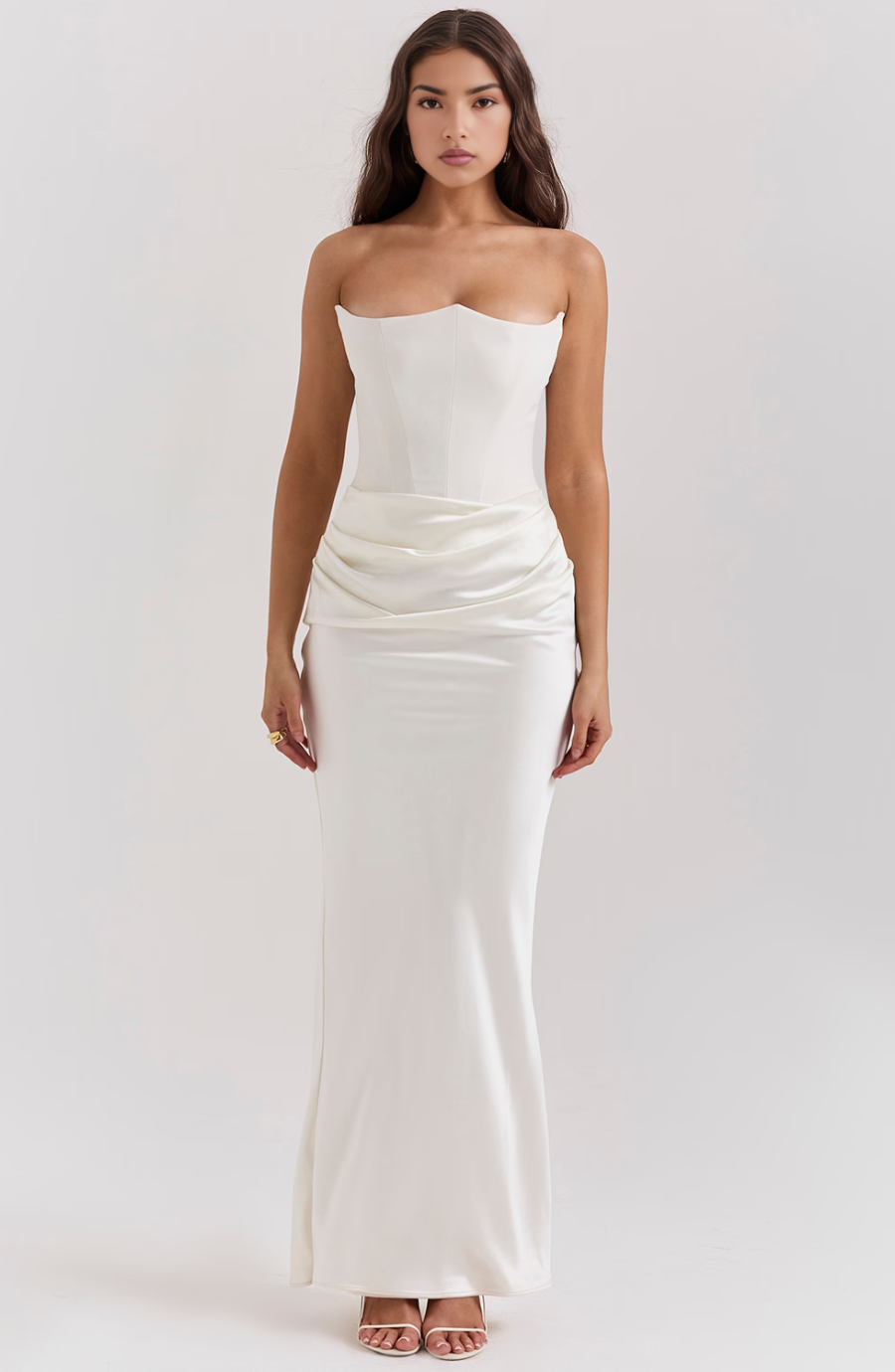 Nylaen - Strapless Bottom Pleated Maxi Dress Daily Discount Hub