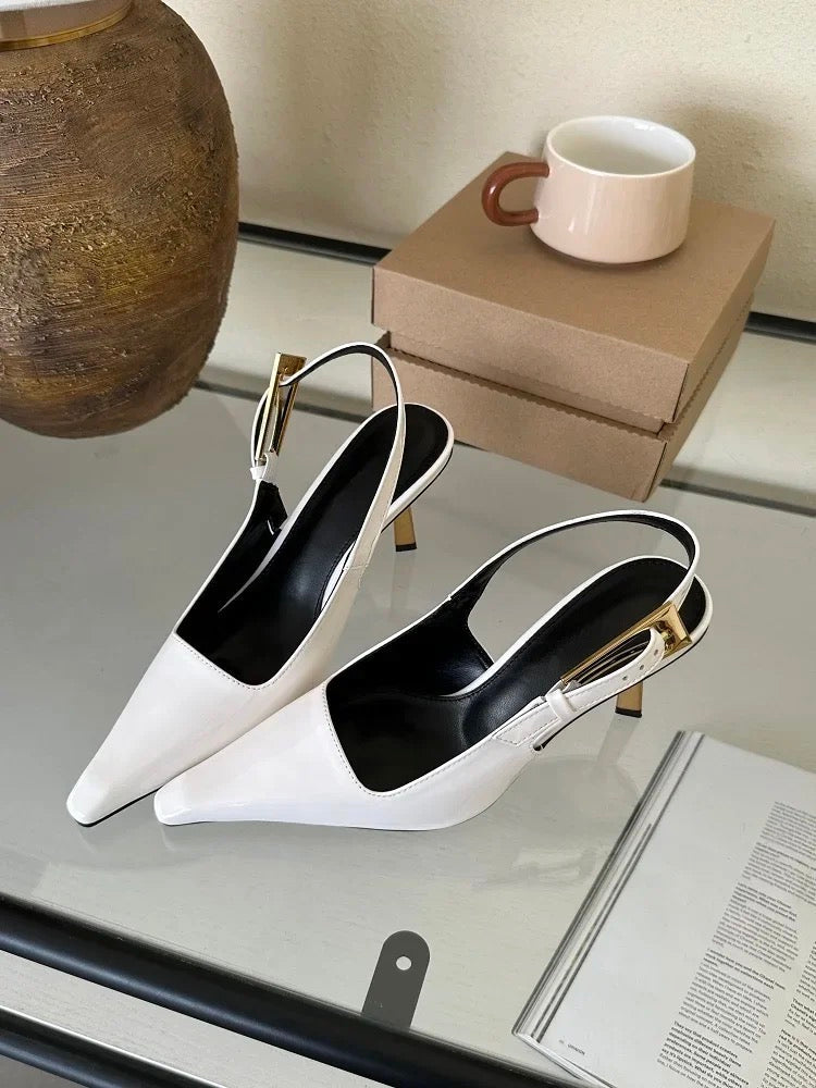 Zaryna - Dolgulu Slingback Topuklar