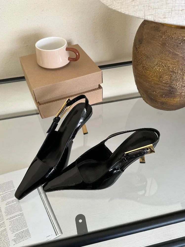 Zaryna - Dolgulu Slingback Topuklar