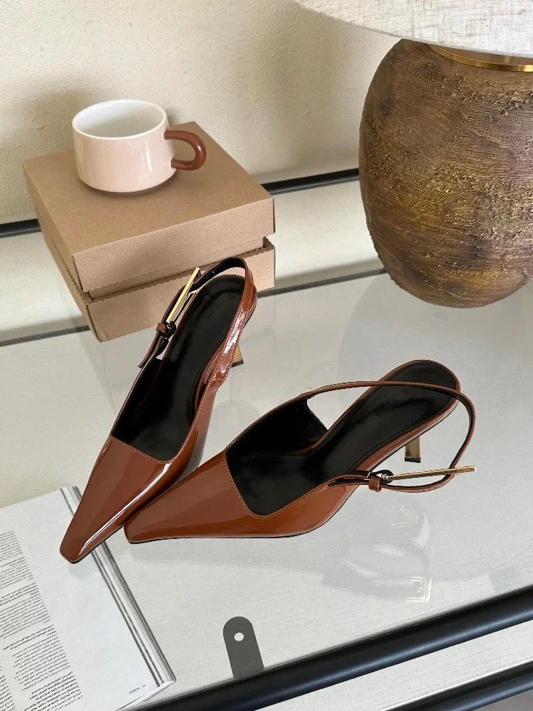 Zaryna - Dolgulu Slingback Topuklar