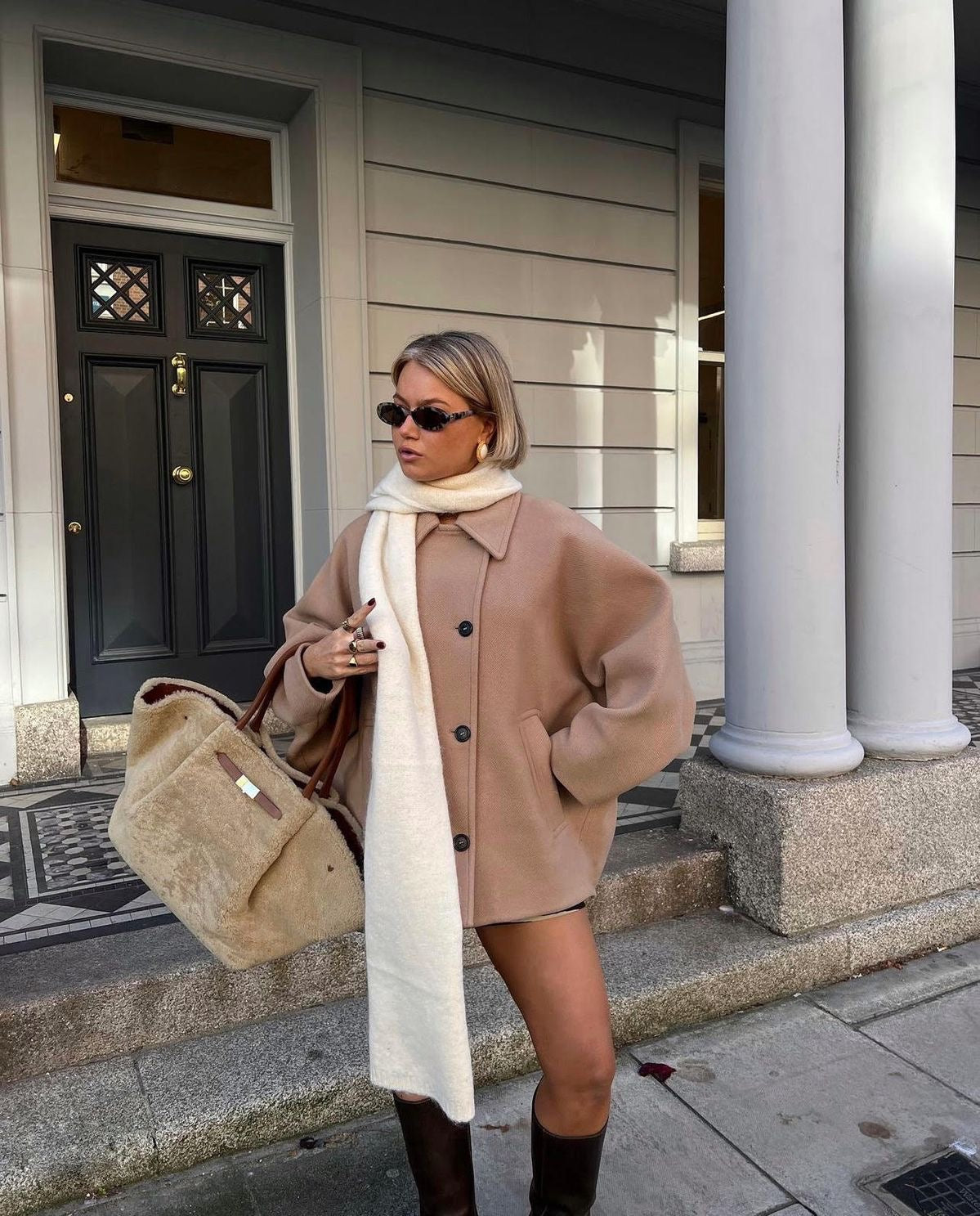 Zadie - Cepli Oversize Düğmeli Palto