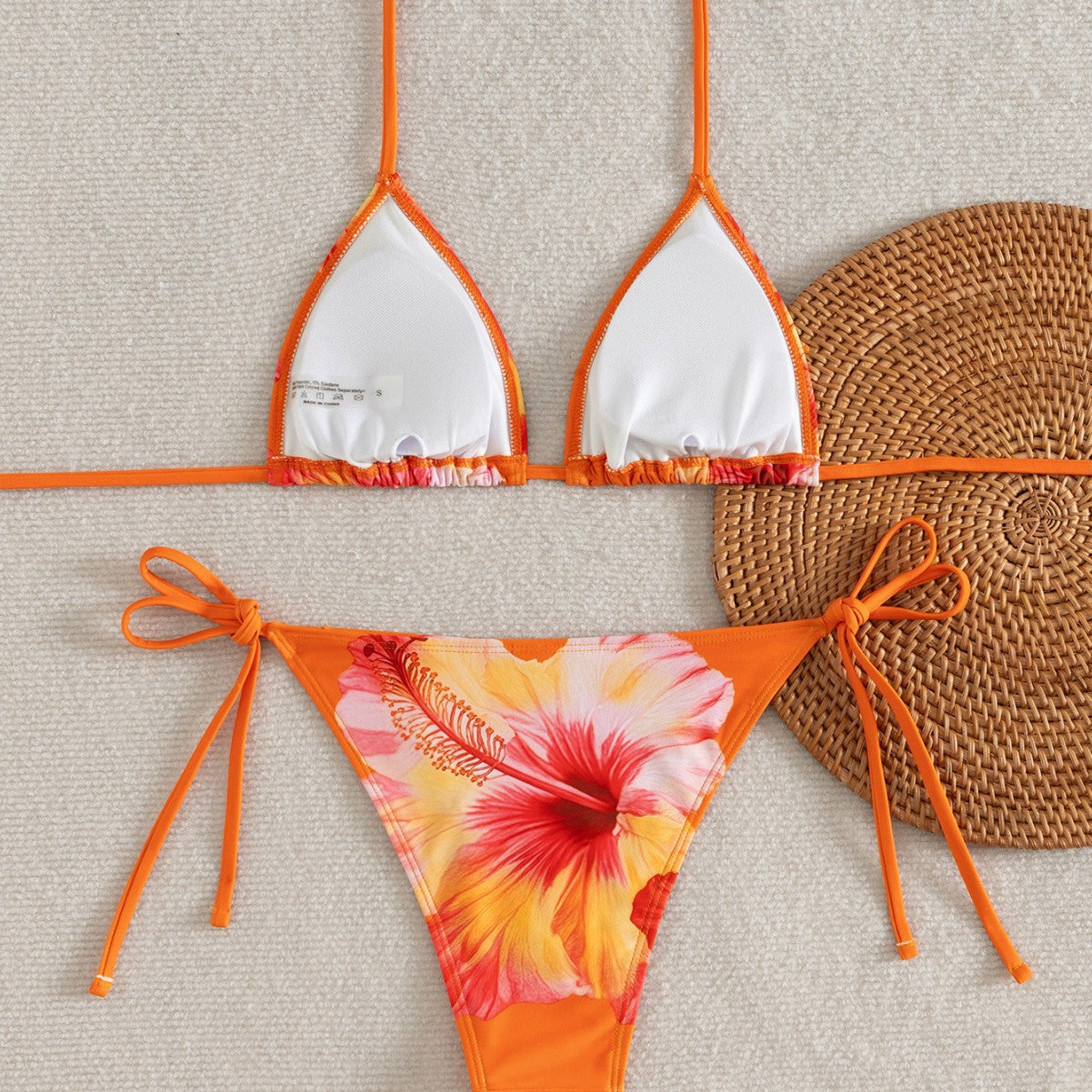Üçgen Kupa Dantelli Baskılı Bikini Takımı Niebbla