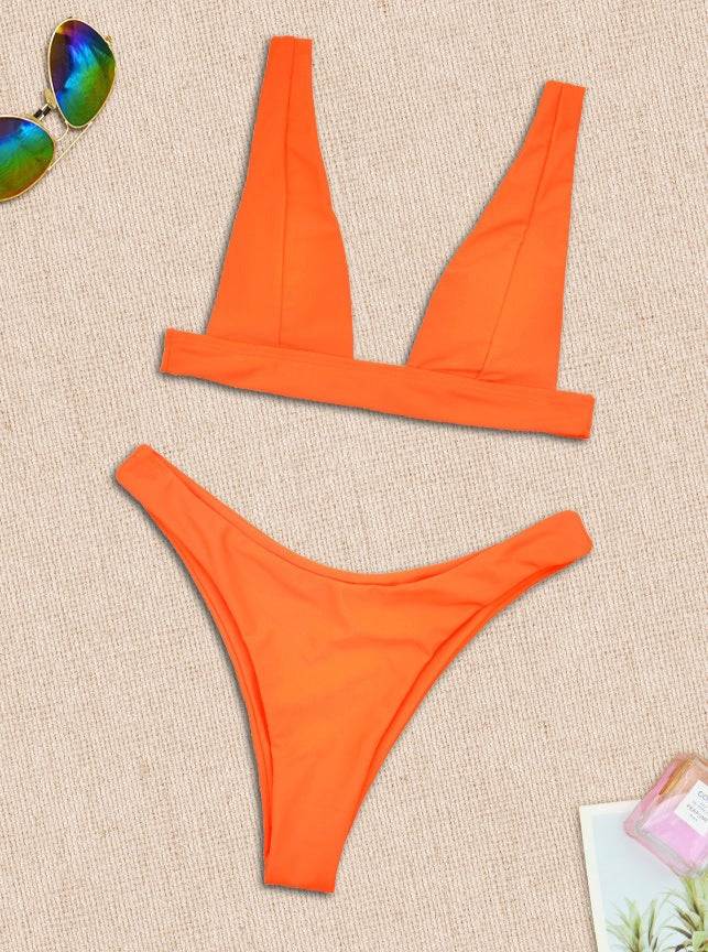 Turuncu Çapraz Bordürlü Bikini Takımı Siaora