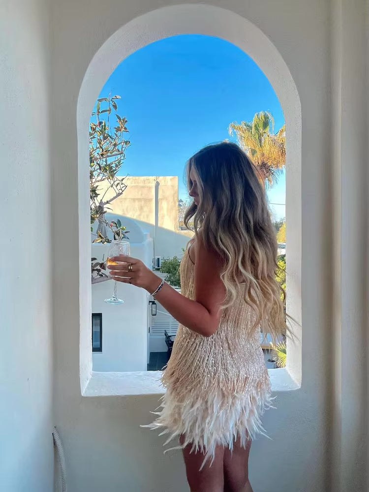 Brielle - Tüylü Mini Elbise Mağazam