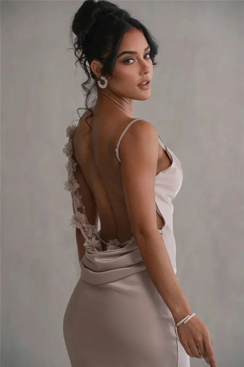 Cassiane - Çiçek Patchwork'lü Saten Maxi Elbise Mağazam