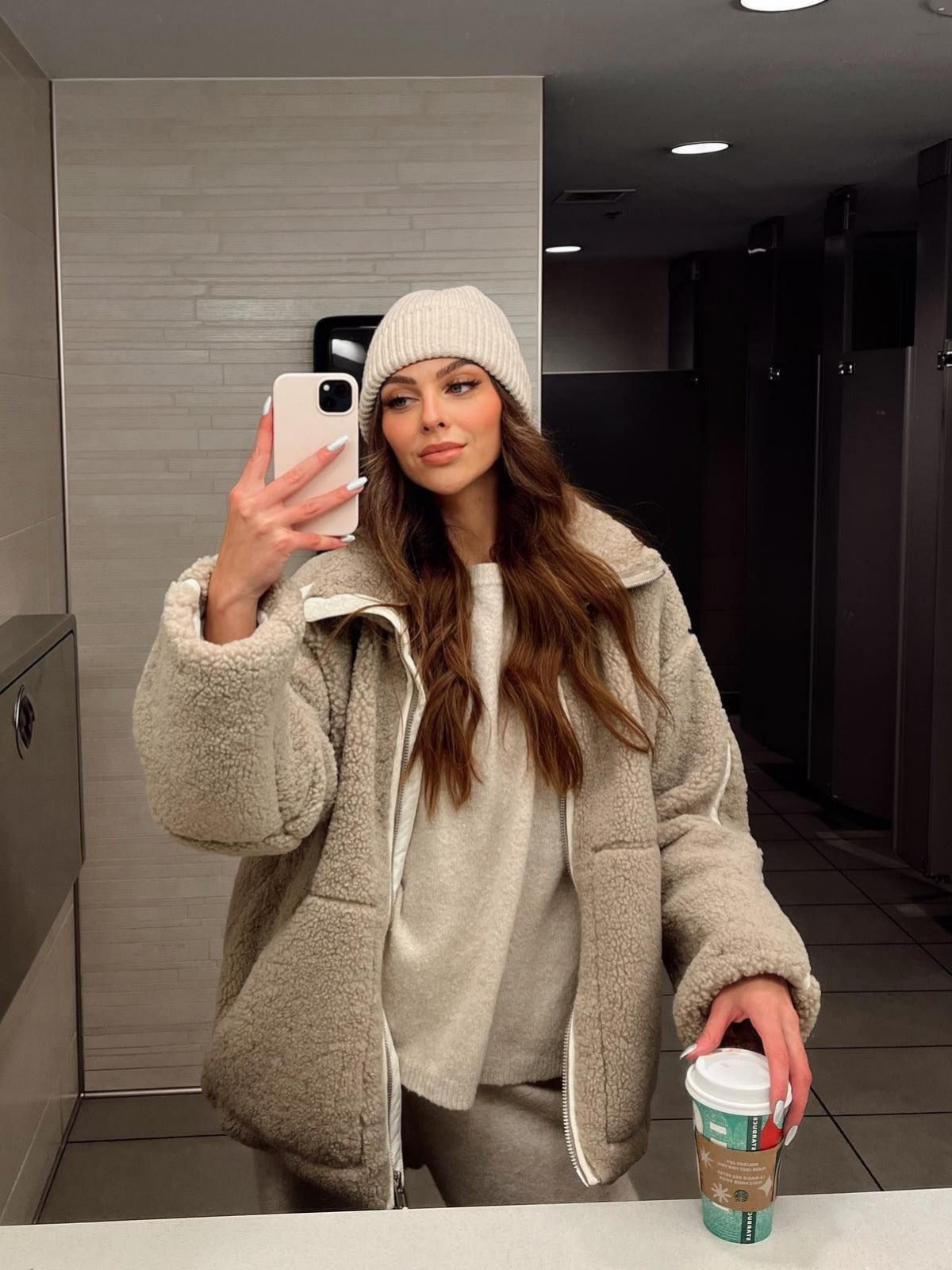 Zareen - Rahat Oversize Polar Kumaş Ceket