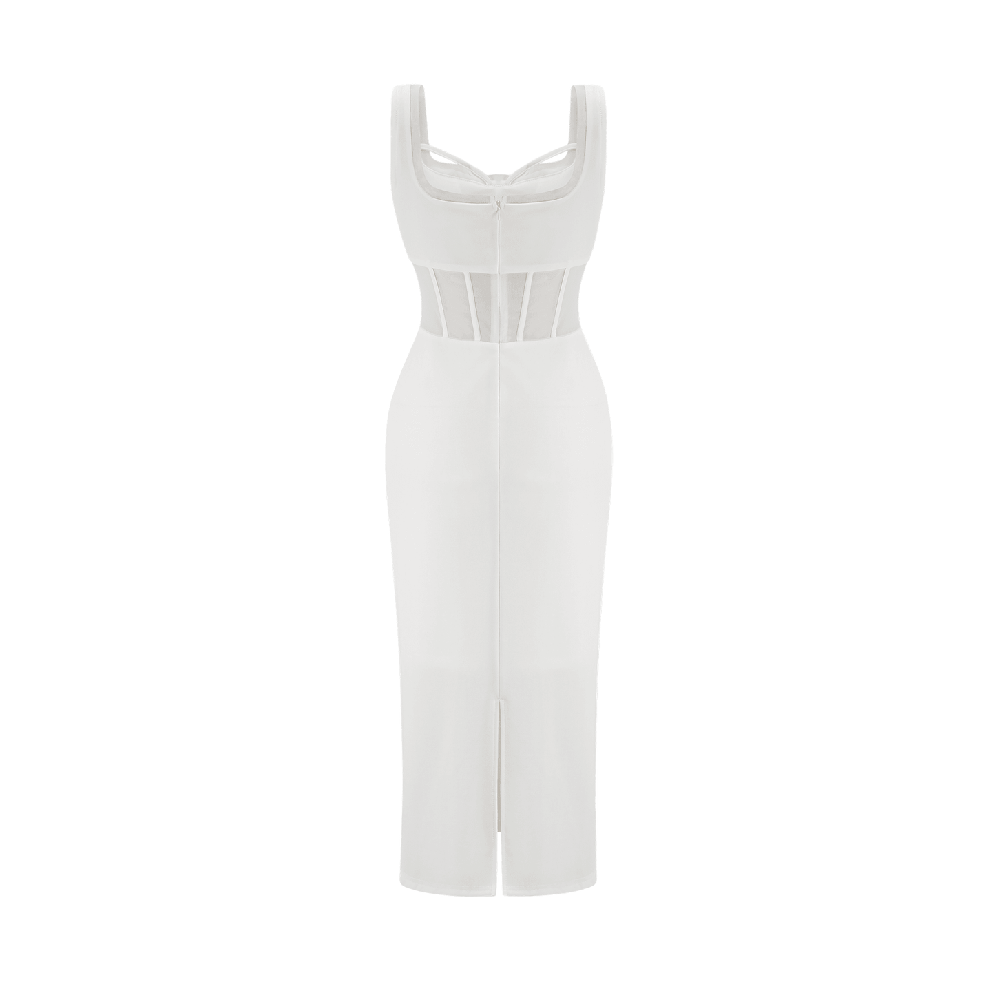 Elegant Beyaz Midi Elbise Siaora
