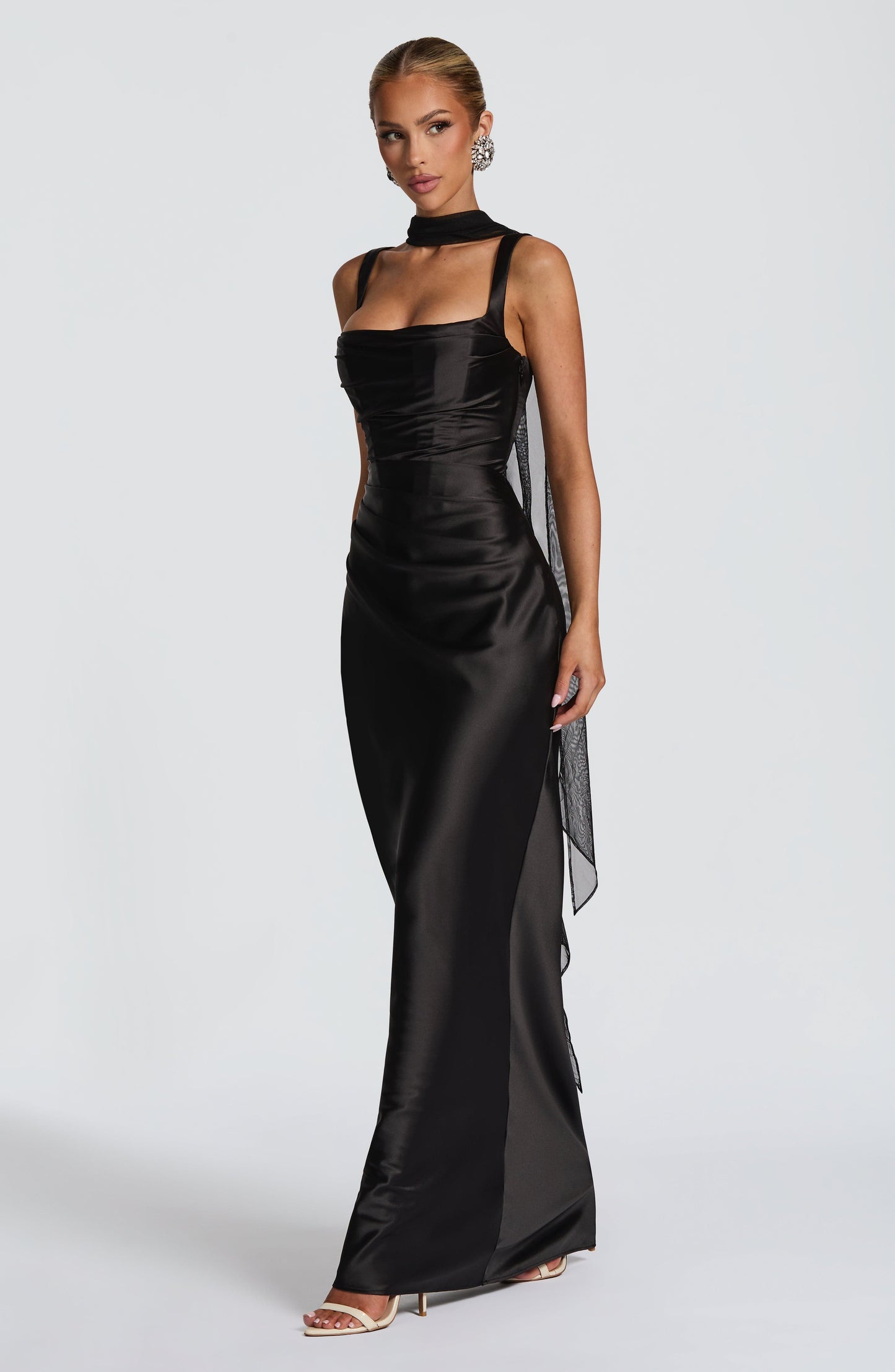 Calanthe Maxi Elbise - Siyah Niebbla