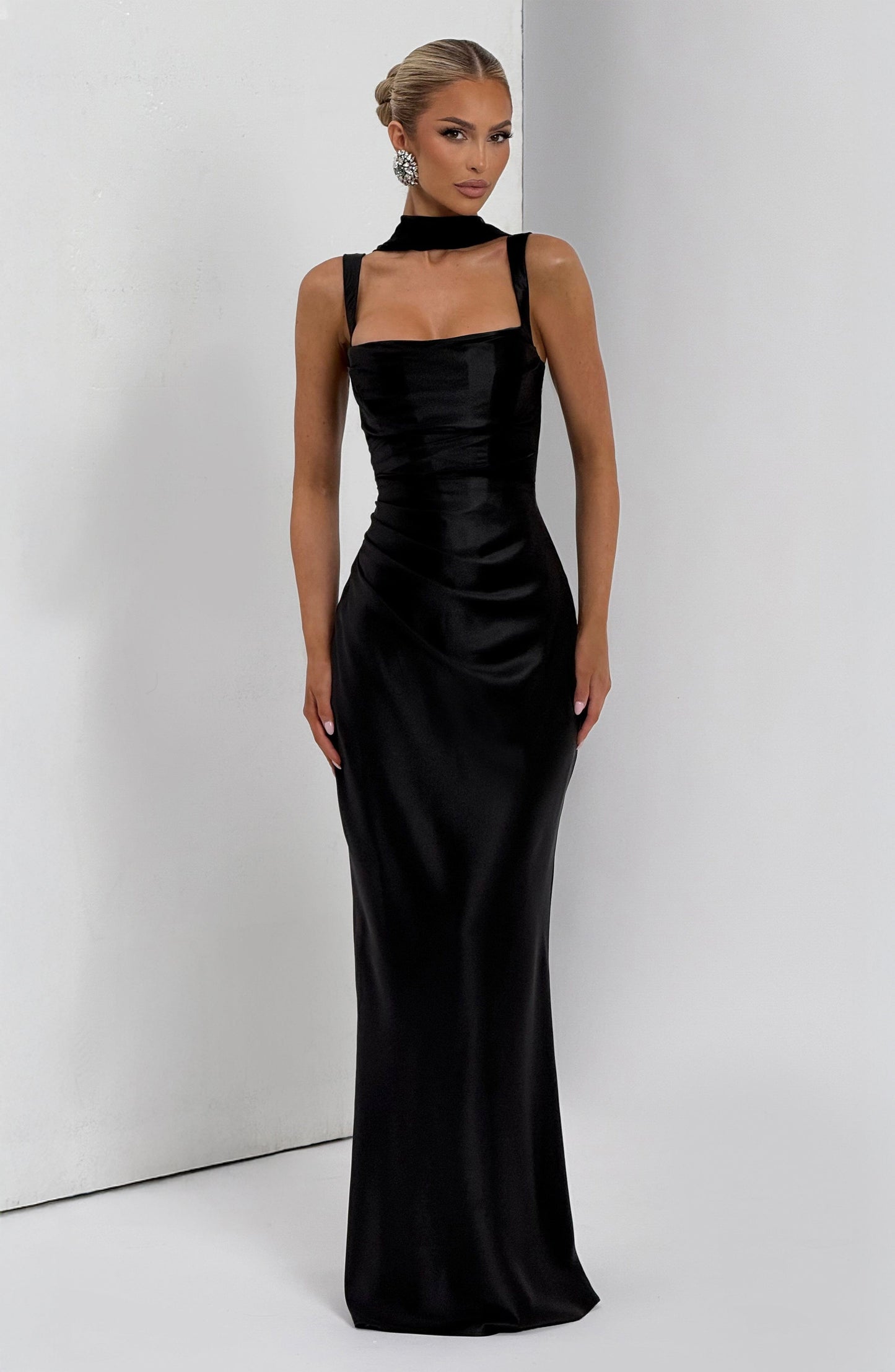 Calanthe Maxi Elbise - Siyah Niebbla