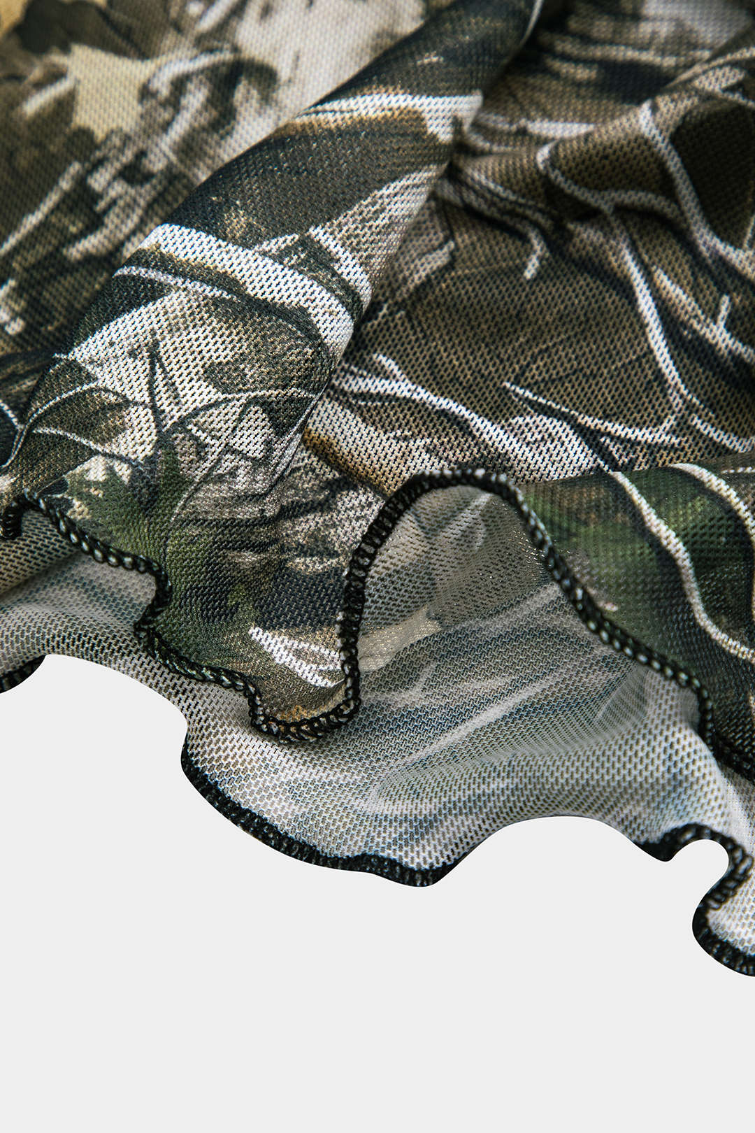 Branch Print Mesh Off Shoulder Uzun Kollu Üst Siaora