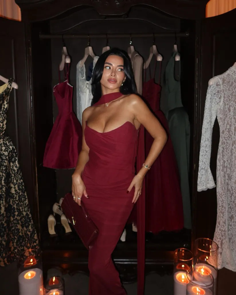 Aniyah | Askısız Bodycon Maxi Elbise THESVELTECHIC