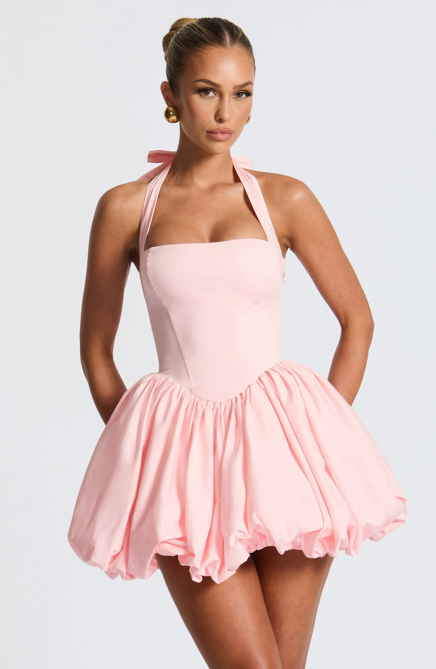 Georgia - Bubble Hem Halter Mini Dress Victoria Tate