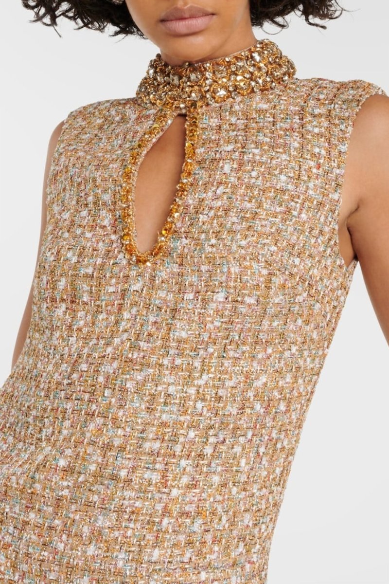 Gill Tweed Süslü Mini Tweed Elbise Niebbla