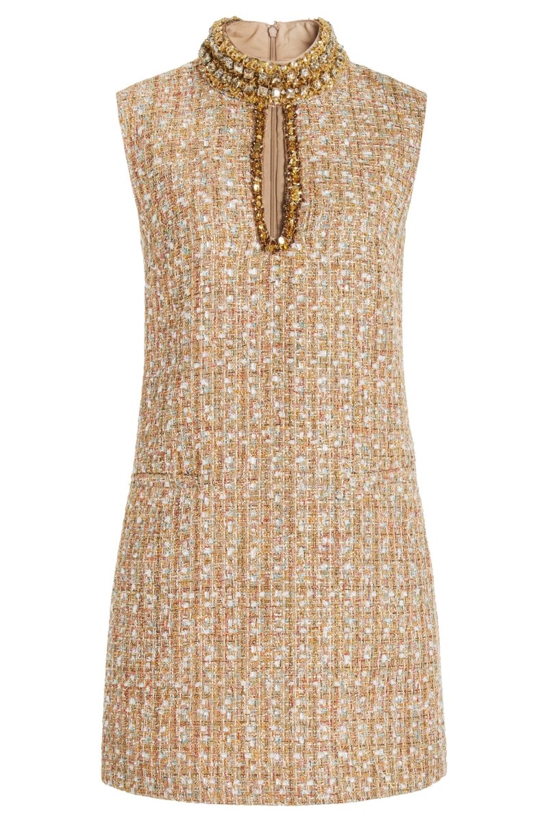 Gill Tweed Süslü Mini Tweed Elbise Niebbla