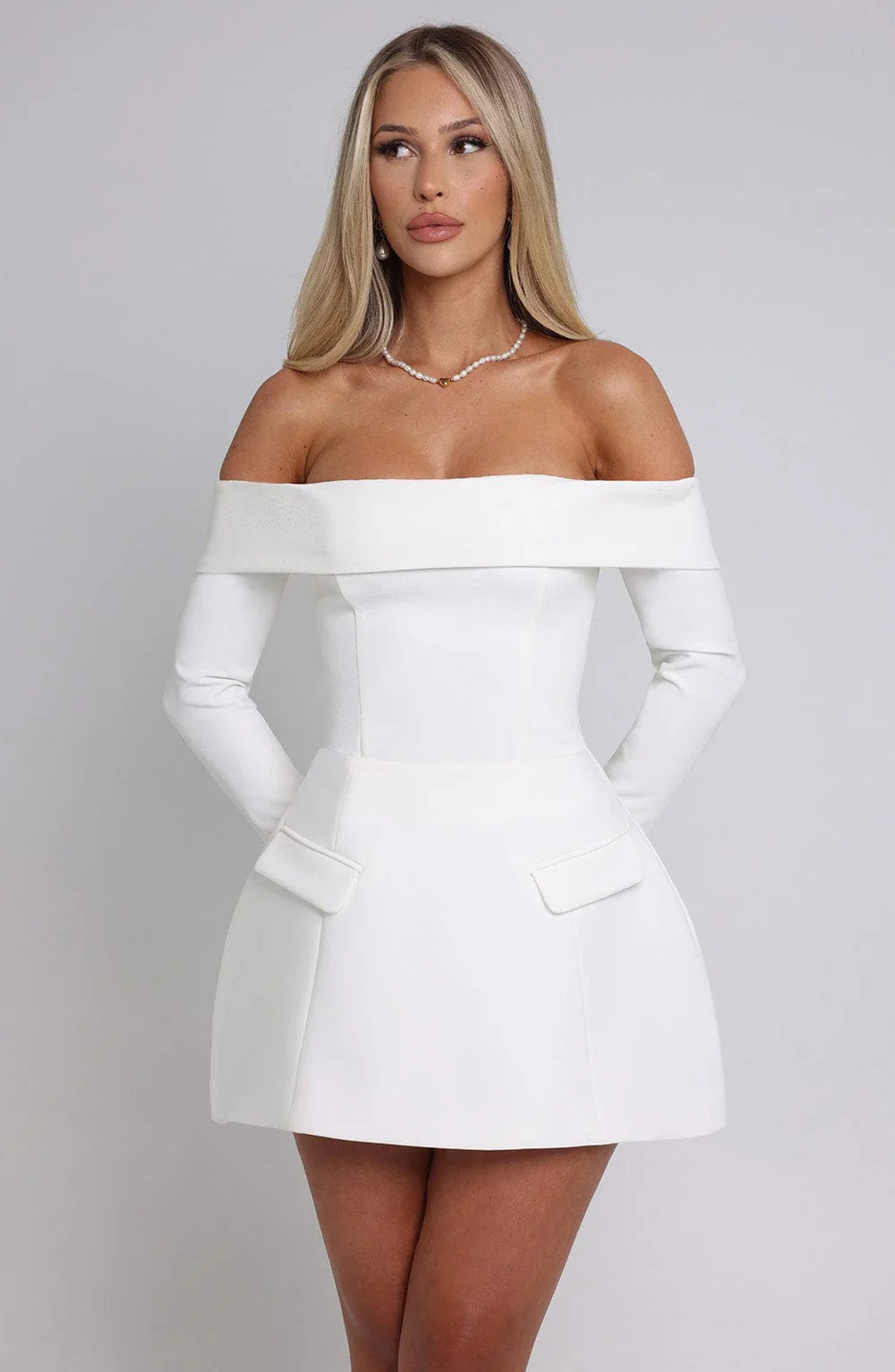 Lindsay - Omuz Dekolteli Mini Elbise