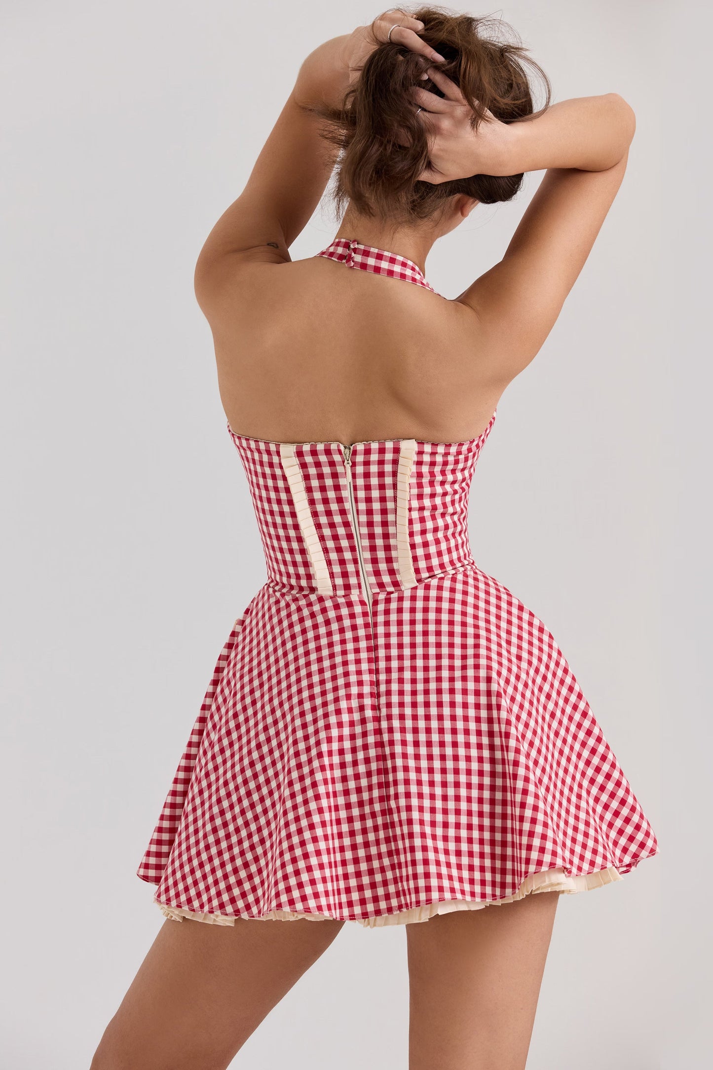Heidi Gingham Pamuklu Askılı Mini Elbise Niebbla