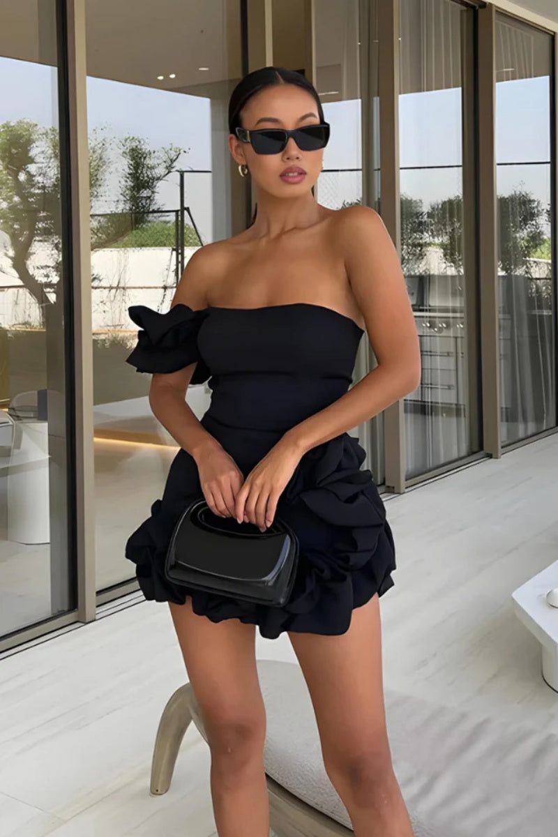 Laila Şık Omuz Açık Mini Elbise Niebbla